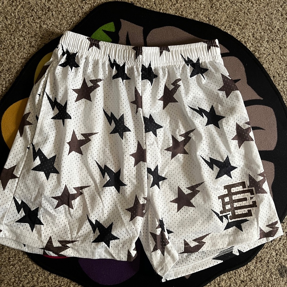 White Star Pattern Athletic Shorts